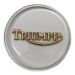 TANK BADGE - Triumph T140 Fuel tank badge. Clear with Gold logo. WW28909