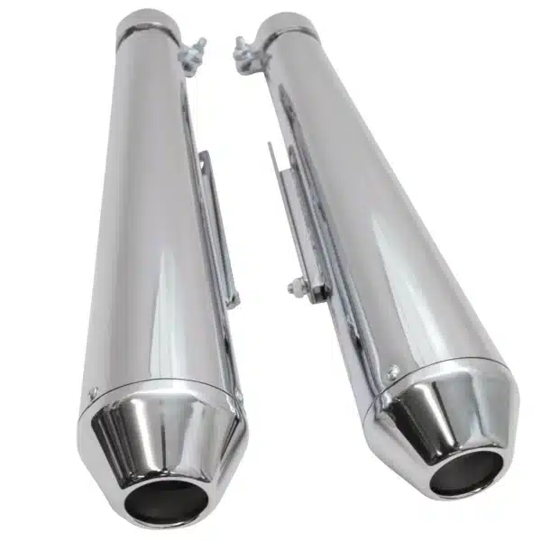 MCE Universal Chrome Silencer 17.5" (45cm) Pair WE38000M Inlet: 1¾" with reducers to 1⅝" & 1½"